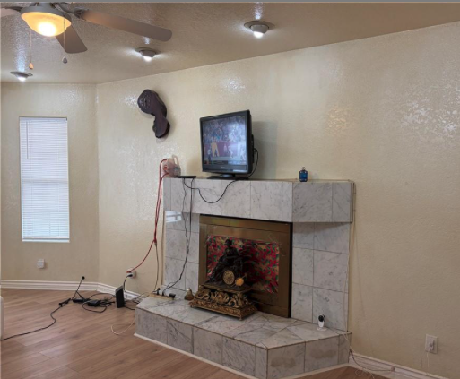 Wood burning fireplace